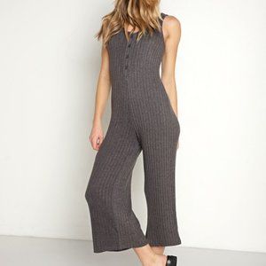Z Supply Sleeveless Ribbed Jumpsuit in Charcoal Gray